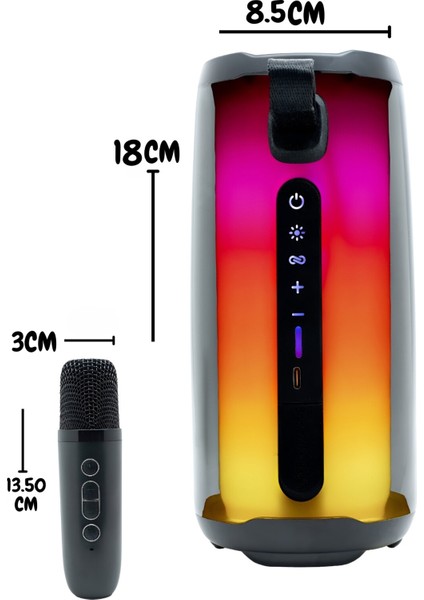 Pluse 5 Middle Mikrofonlu Ses Bombası/yankısız Kablosuz Mic/4 Saat Oynatma/mikrofonlu Hoparlör