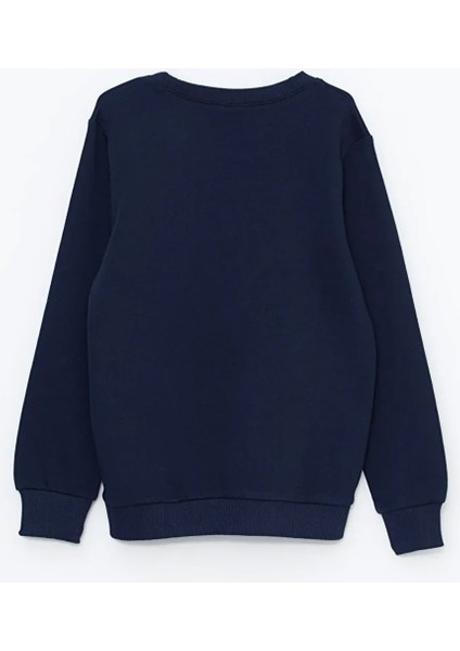 E Çocuk Knd-250001 Basic Bisiklet Yaka 3 Iplik Kışlık Okul Sweatshirt