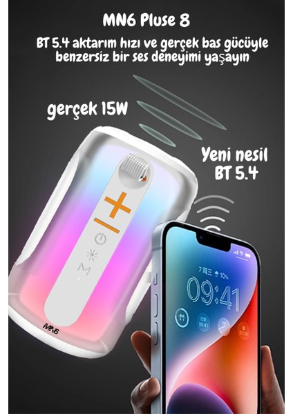 Pluse 8 Mikrofonlu Ses Bombası/Son Çıkan/yankısız Kablosuz Mikrofon/dekoratif Aydınlatma/led Işıklı Gece Lambası/2 Mikrofonlu Hoparlör