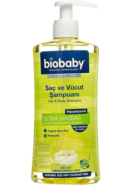 Biobaby ultra Hassas Saç ve Vücut Şampuanı 500 ml Prebiyotik Alman Papatyası
