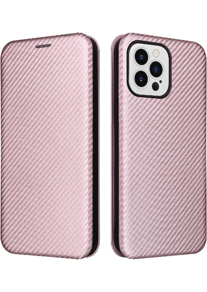 IPhone 14 Için Kılıf Artı Deri Folio Flip Case Manyetik Karbon Fiber (Yurt Dışından)