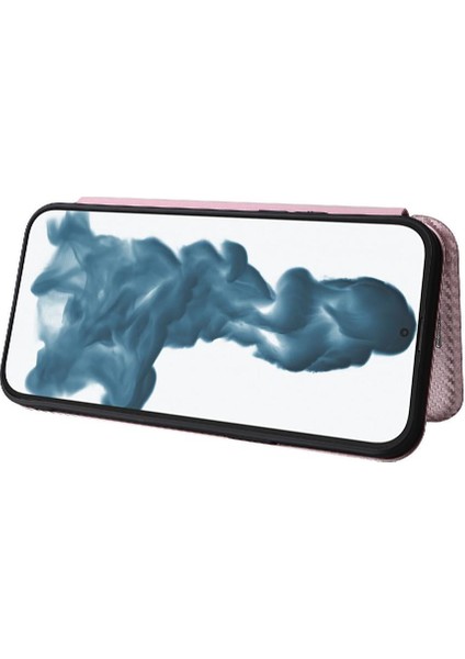 IPhone 14 Için Kılıf Artı Deri Folio Flip Case Manyetik Karbon Fiber (Yurt Dışından)