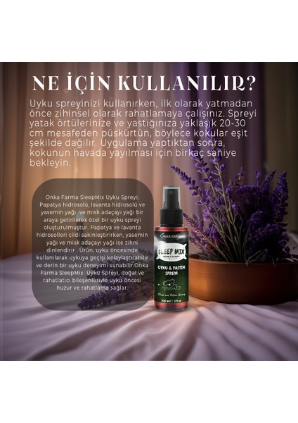 Sleepmix Uyku Yastık Spreyi 100 ml (Yasemin & Lavanta) Rahatlatıcı Dinlenme Spreyi Sleep Spray