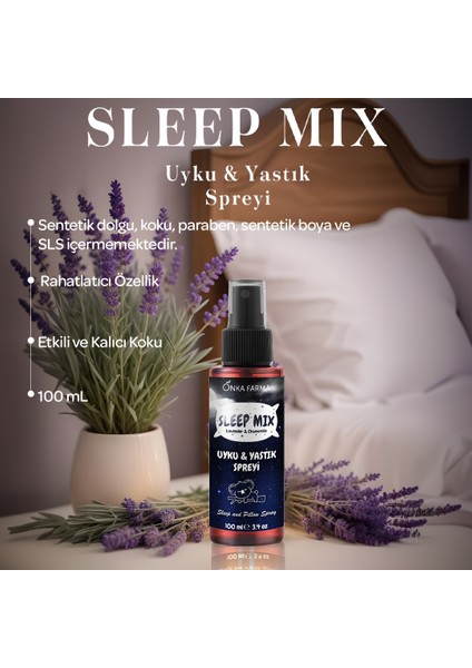 Sleepmix Uyku Yastık Spreyi 100 ml (Lavanta & Papatya) Rahatlatıcı Dinlenme Sleep Pillow Spray