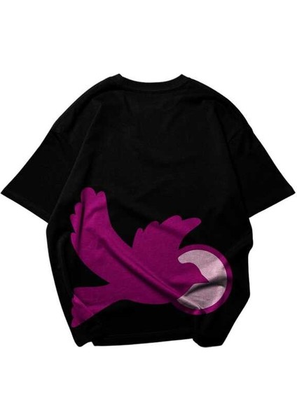 Lost In Nowhere Yazılı Yukarı Ok Tasarım Baskılı Oversize Unisex Siyah T-Shirt indirimleri