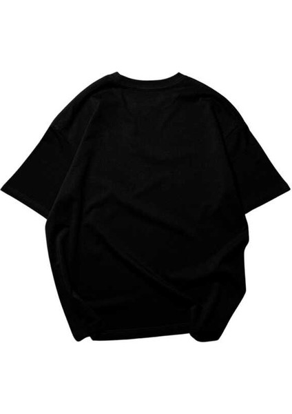 Now Or Newer Tasarım Baskılı Oversize Unisex Siyah T-Shirt fırsatları
