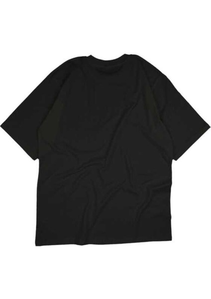 Never Mind Yazılı Heykel Kafa Tasarım Baskılı Oversize Unisex Siyah T-Shirt fırsatları