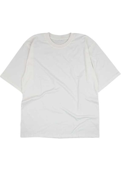Never Give Up Yazılı Tasarım Baskılı Oversize Unisex Beyaz T-Shirt indirimleri