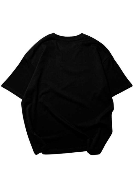 King Yazılı Taç Tasarım Baskılı Oversize Unisex Siyah T-Shirt fırsatları