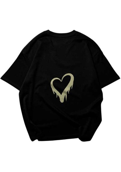 Queen Yazılı Yıldız Tasarım Baskılı Oversize Unisex Siyah T-Shirt indirimleri
