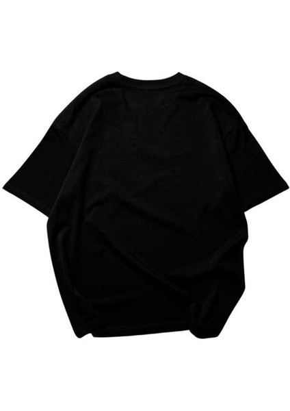 Stop Yazılı Bomba Tasarım Baskılı Oversize Unisex Siyah T-Shirt fırsatları