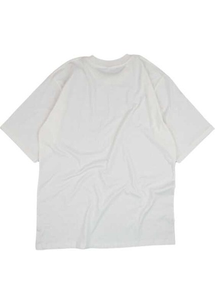 Never Mind Yazılı Heykel Kafa Tasarım Baskılı Oversize Unisex Beyaz T-Shirt fırsatları