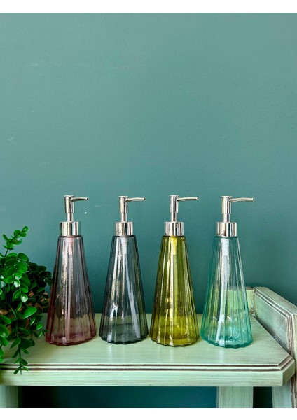 Piramit Cam Renkli Sıvı Sabunluk