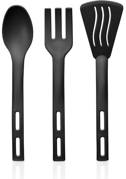 3lü Mini Plastik Spatula Kaşık Çatal Servis Seti Takımı