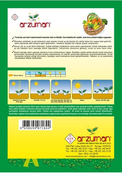 Kırkağaç Kavun Tohumu 250 Tohum 10 Gram (637-Altınbaş) fiyatları