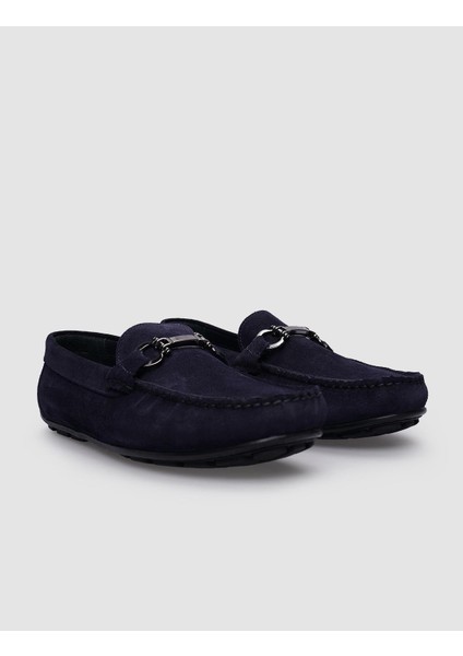 Deri Lacivert Süet Tokalı Erkek Loafer fiyatları