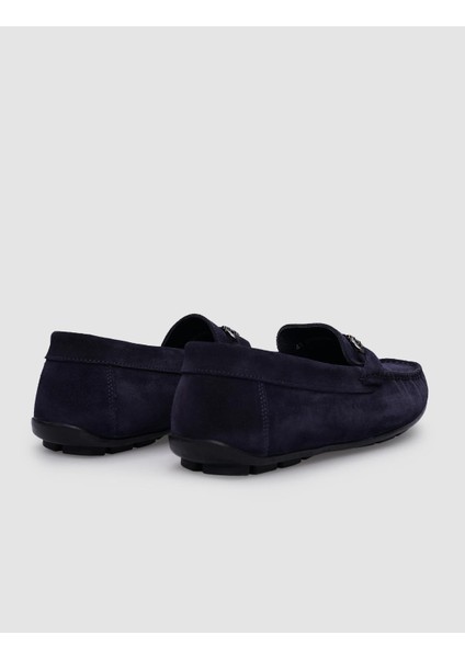 Deri Lacivert Süet Tokalı Erkek Loafer modelleri