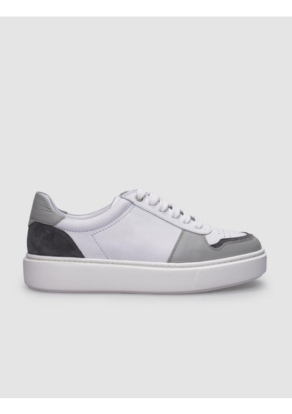 Deri Beyaz - Gri Erkek Sneaker