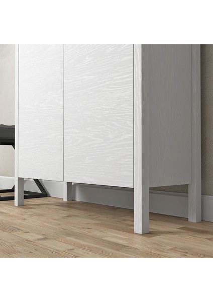 Sakura Artemis 2 Kapaklı Raflı Ayakkabılık-Wood Beyaz-Minifiks Bağlantılı