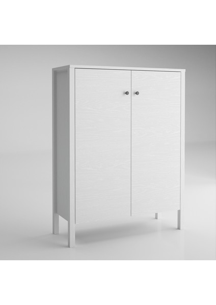 Sakura Artemis 2 Kapaklı Raflı Ayakkabılık-Wood Beyaz-Minifiks Bağlantılı