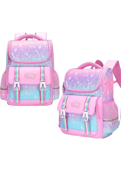 Ilköğretim Okulu Prenses Okul Çantası Kızlar 1-2-3-4-6 Sınıf Büyük Kapasiteli Yük Azaltıcı Omurga Koruma Sırt Çantası (Yurt Dışından)
