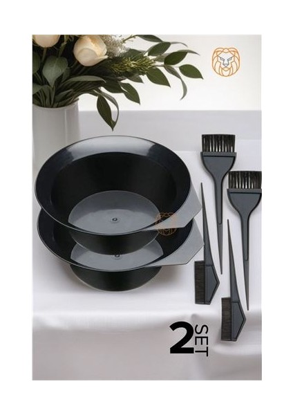 2 Set Saç Boyama Tabak Fırça Krepe Tarak Seti 719706