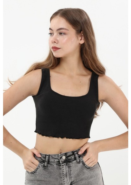 Siyah Askılı Crop Top Bluz modelleri