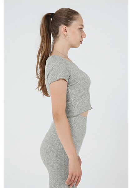 Esnek Yeşil Crop T-Shirt modelleri