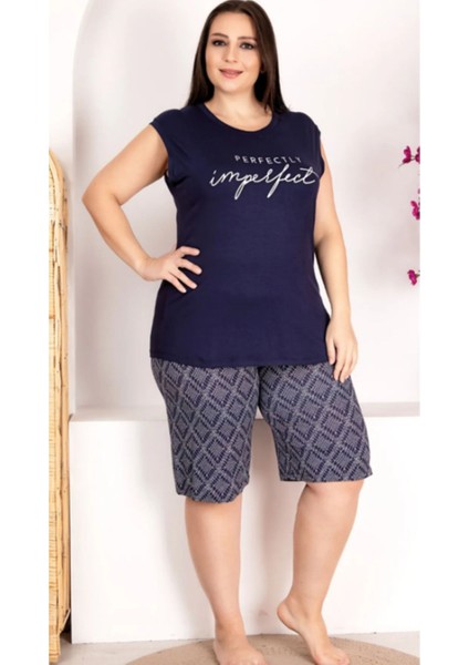 Lacivert Desenli 2XL-3XL-4XL Beden Kolsuz Şortlu Takım fiyatları