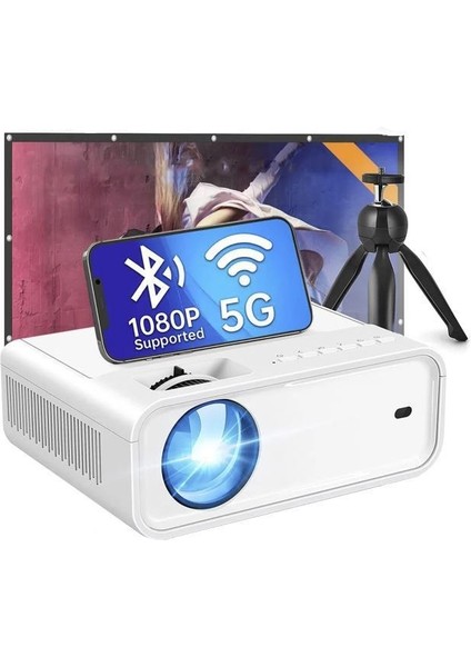 HML-4012 Android 500W Tv 1080P Destekli Projeksiyon Cihazı 5g Wi-Fi 5.1 Bluetooth Projektör