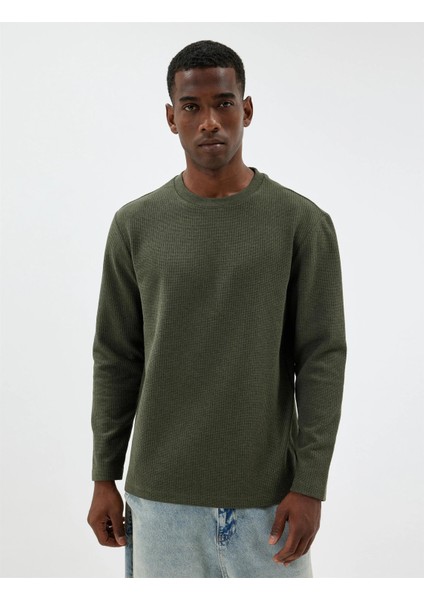 5WAM70065MK 876 Hakı Erkek Pamuk Jersey Sweatshırt modelleri