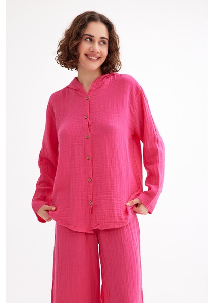 Kadın Müslin Kapüşonlu Gömlek