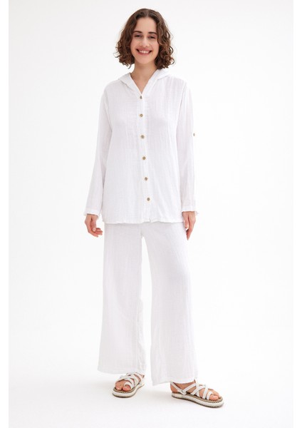 Kadın Müslin Kapüşonlu Gömlek