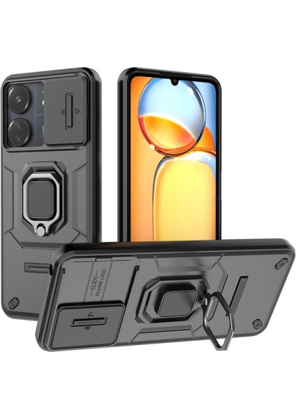 Xiaomi Redmi 13C Kılıf, [tam Kamera Koruması] [360° Dönebilen Destek Halkası] Askeri Sınıf Sert Koruyucu Telefon Kılıfı Kapağı (Yurt Dışından)