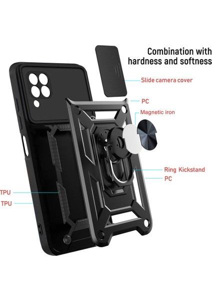 Xiaomi Redmi 10 Kickstand Zırhlı Manyetik Halkalı Telefon Kılıfı Sağlam Koruyucu Askeri Sınıf Darbeye Dayanıklı Kılıf (Yurt Dışından) indirimleri