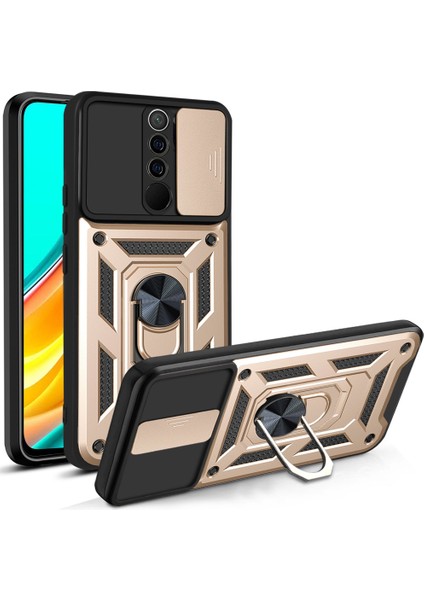 Xiaomi Redmi 9 Kickstand Zırhlı Manyetik Halkalı Telefon Kılıfı Sağlam Koruyucu Askeri Sınıf Darbeye Dayanıklı Kılıf (Yurt Dışından)