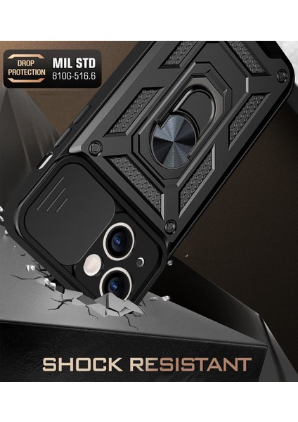 iPhone 12 Pro Max Kickstand Zırhlı Manyetik Halkalı Telefon Kılıfı Sağlam Koruyucu Askeri Sınıf Darbeye Dayanıklı Kılıf (Yurt Dışından) fiyatları