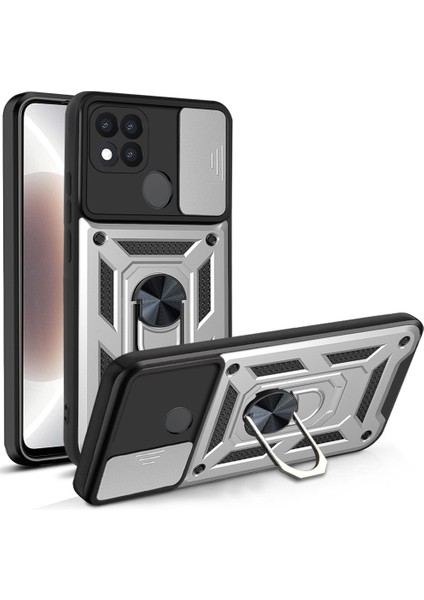 Oppo A15/OPPO A15S Kickstand Zırhlı Manyetik Halkalı Telefon Kılıfı Sağlam Koruyucu Askeri Sınıf Darbeye Dayanıklı Kılıf (Yurt Dışından)