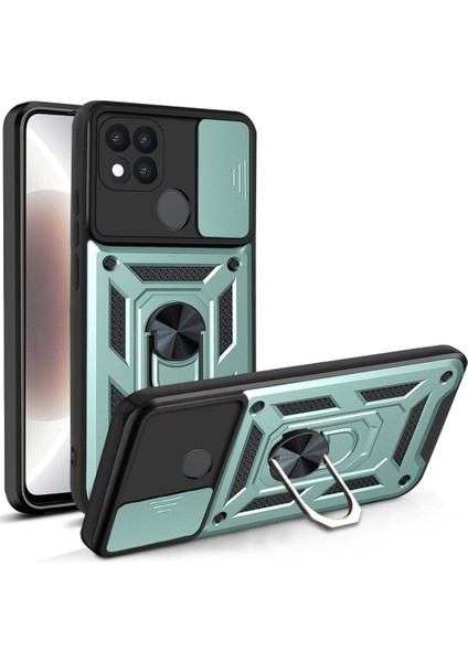 Oppo A15/OPPO A15S Kickstand Zırhlı Manyetik Halkalı Telefon Kılıfı Sağlam Koruyucu Askeri Sınıf Darbeye Dayanıklı Kılıf (Yurt Dışından)