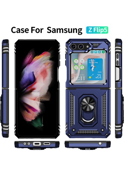 Samsung Galaxy Z Flip 5 Kickstand Zırhlı Manyetik Halkalı Telefon Kılıfı Sağlam Koruyucu Askeri Sınıf Darbeye Dayanıklı Kılıf (Yurt Dışından) fiyatları