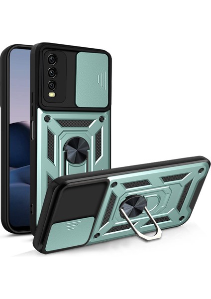 Vivo Y19 Kickstand Zırhlı Manyetik Halkalı Telefon Kılıfı Sağlam Koruyucu Askeri Sınıf Darbeye Dayanıklı Kılıf (Yurt Dışından)
