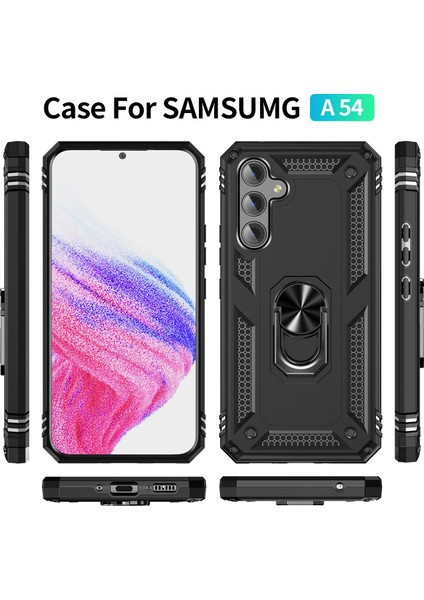 Samsung Galaxy A54 Kickstand Zırhlı Manyetik Halkalı Telefon Kılıfı Sağlam Koruyucu Askeri Sınıf Darbeye Dayanıklı Kılıf (Yurt Dışından) fiyatları