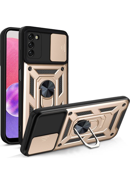 Samsung Galaxy A03S Kickstand Zırhlı Manyetik Halkalı Telefon Kılıfı Sağlam Koruyucu Askeri Sınıf Darbeye Dayanıklı Kılıf (Yurt Dışından)