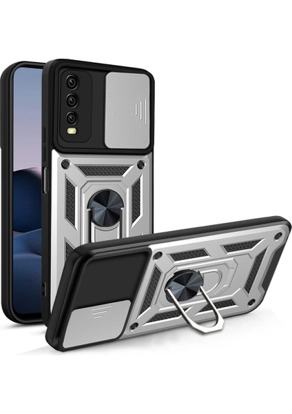 Vivo Y19 Kickstand Zırhlı Manyetik Halkalı Telefon Kılıfı Sağlam Koruyucu Askeri Sınıf Darbeye Dayanıklı Kılıf (Yurt Dışından)
