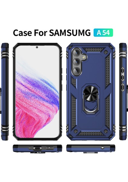 Samsung Galaxy A54 Kickstand Zırhlı Manyetik Halkalı Telefon Kılıfı Sağlam Koruyucu Askeri Sınıf Darbeye Dayanıklı Kılıf (Yurt Dışından)