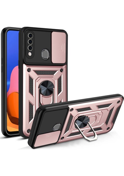 Samsung Galaxy A20S Kickstand Zırhlı Manyetik Halkalı Telefon Kılıfı Sağlam Koruyucu Askeri Sınıf Darbeye Dayanıklı Kılıf (Yurt Dışından)