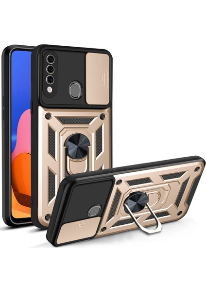 Samsung Galaxy A20S Kickstand Zırhlı Manyetik Halkalı Telefon Kılıfı Sağlam Koruyucu Askeri Sınıf Darbeye Dayanıklı Kılıf (Yurt Dışından)