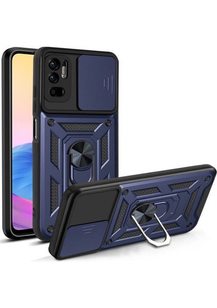 Xiaomi Redmi 9t Kickstand Zırhlı Manyetik Halkalı Telefon Kılıfı Sağlam Koruyucu Askeri Sınıf Darbeye Dayanıklı Kılıf (Yurt Dışından)