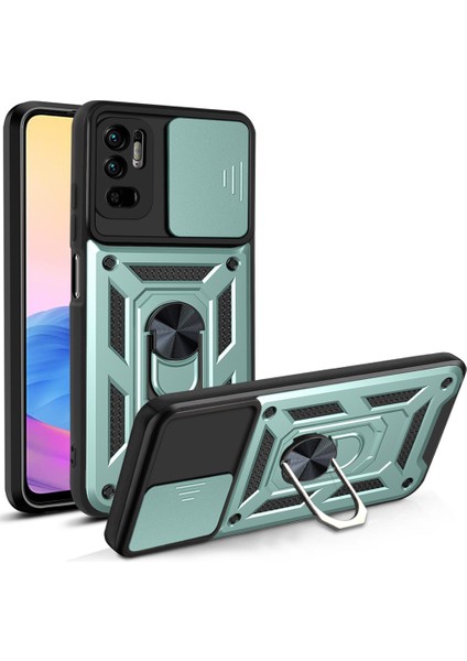 Xiaomi Poco X3 Gt Kickstand Zırhlı Manyetik Halkalı Telefon Kılıfı Sağlam Koruyucu Askeri Sınıf Darbeye Dayanıklı Kılıf (Yurt Dışından)