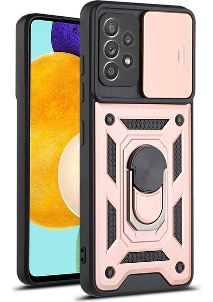 Samsung Galaxy A72 Kickstand Zırhlı Manyetik Halkalı Telefon Kılıfı Sağlam Koruyucu Askeri Sınıf Darbeye Dayanıklı Kılıf (Yurt Dışından)